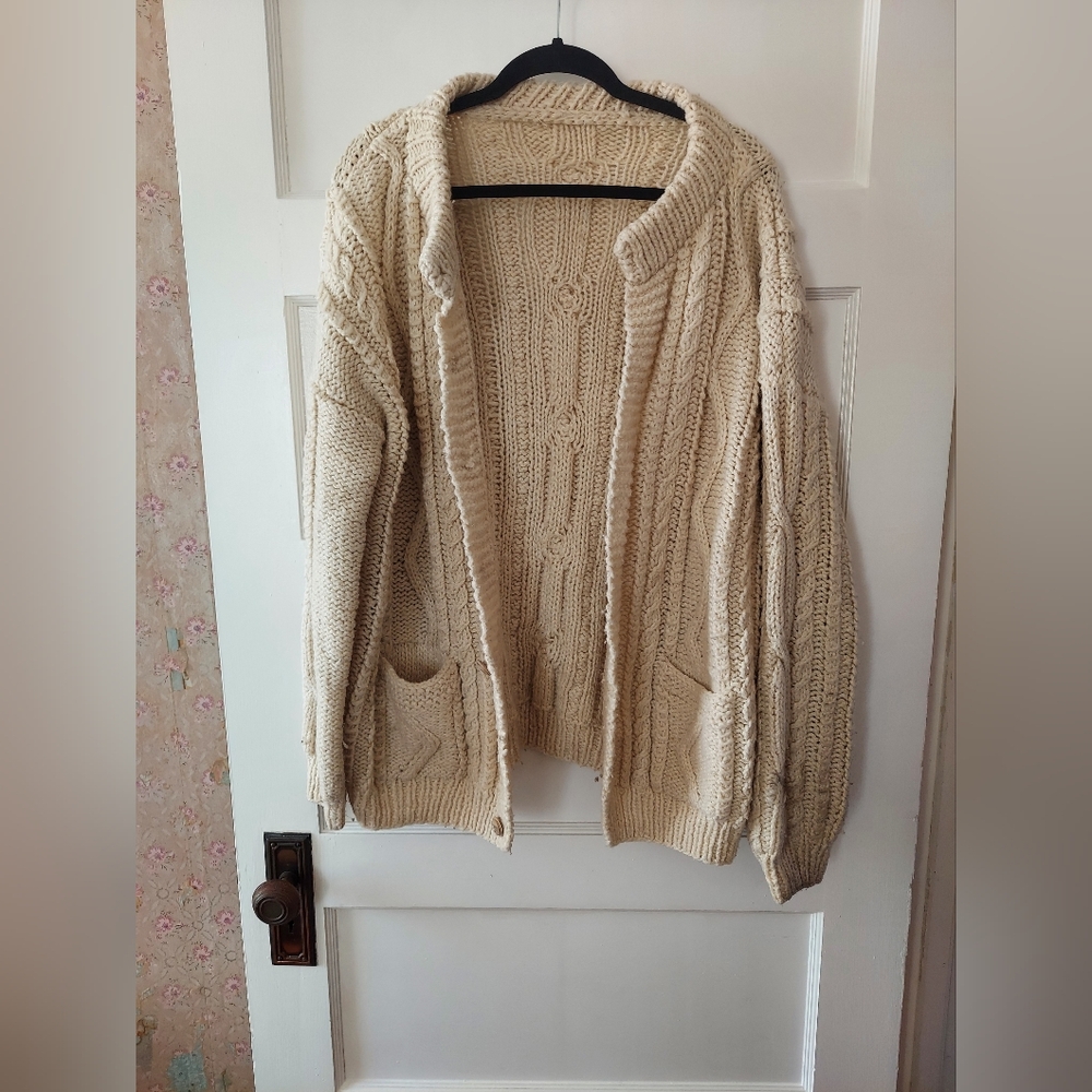 Handknit Cable Knit Fisherman's Cardigan